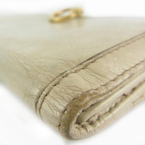 Gucci White Leather With Gold G Hinge Closure Vintage Wallet - Picture 3 of 8